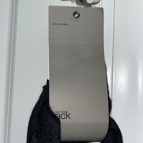 NWT New Nordstrom Rack 100% Cashmere Black Rock fronted 10” wide winter Scarf - Picture 2 of 6